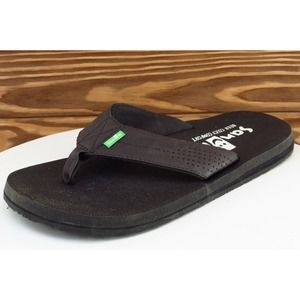 Sanuk Size 7 M‎ Black Flip Flop Synthetic Men Shoes 1096332